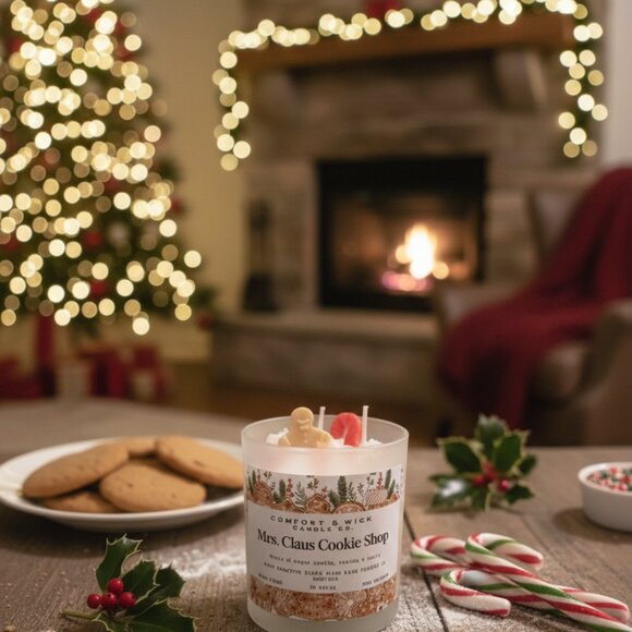 Mrs. Claus's Cookie Shop Candle, Warm Sugar Cookie And Vanilla Christmas Candle - Picture 3 of 7